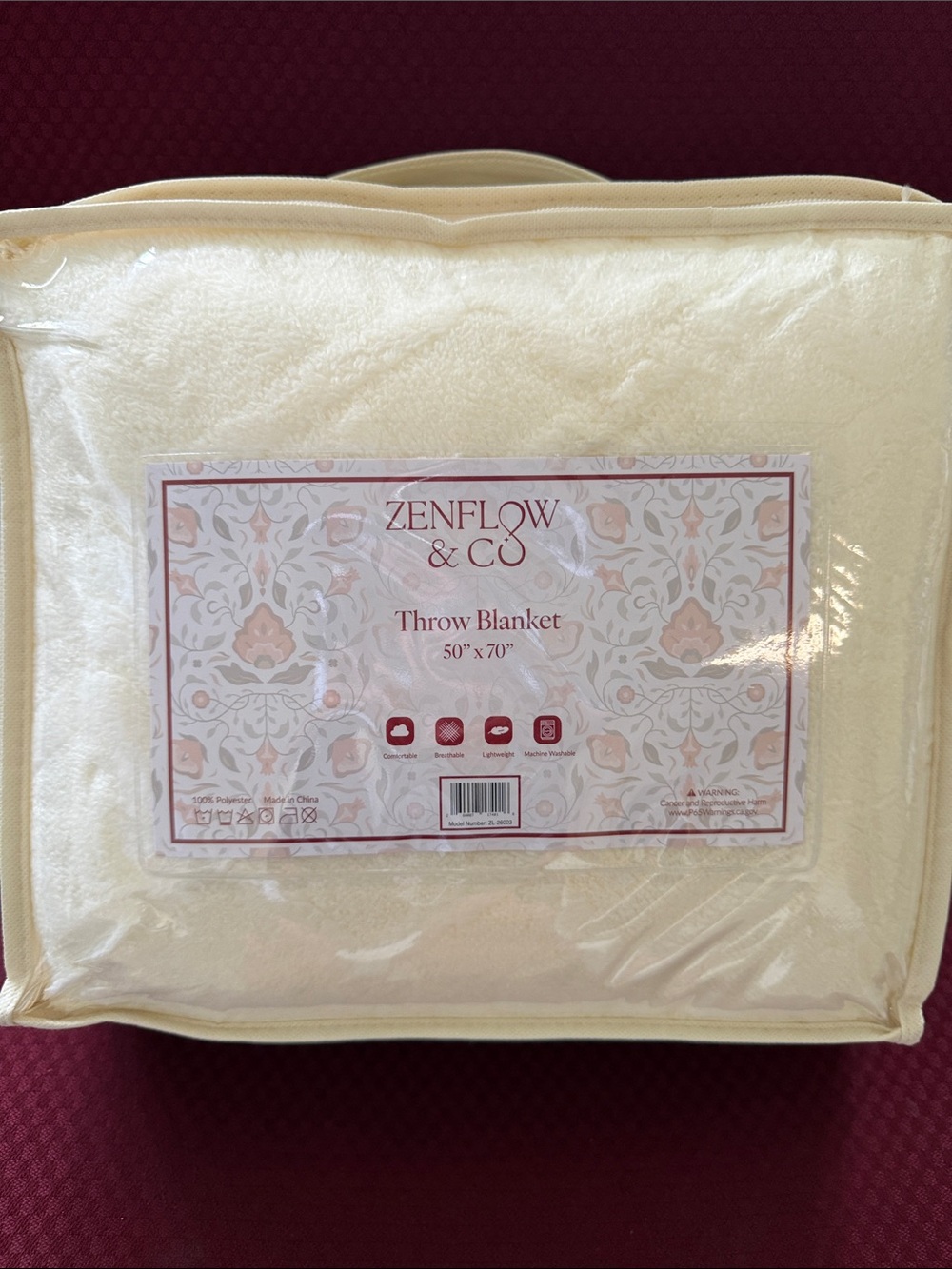 CO Plush Cream Throw Blanket - Soft Luxe Comfort